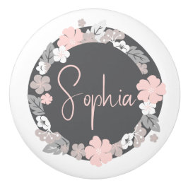Personalized Floral Name Pink