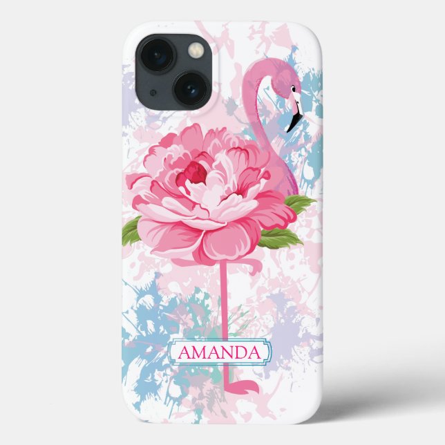 Personalized Floral Pink flamingo design (Verso)