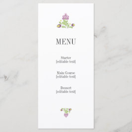 Personalized Folk Floral Wedding Menu Card