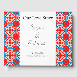 Personalized Geometric Red Wedding Guestbook