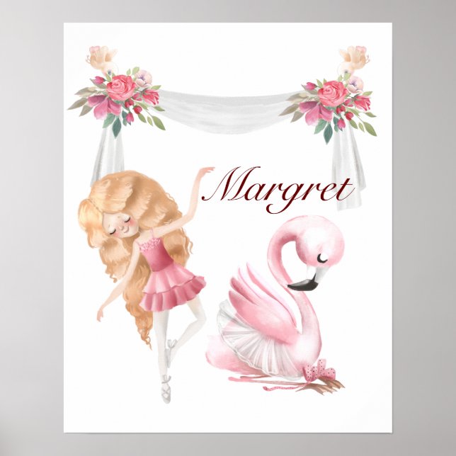 Personalized Girl Ballet Nursery  Poster (Frente)