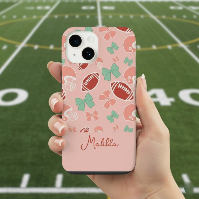 Personalized Girly Football Bow Pattern Phone Case (Criador carregado)