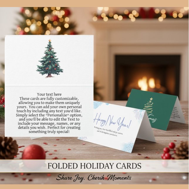 Personalized Green New Year Celebration Cards (Criador carregado)