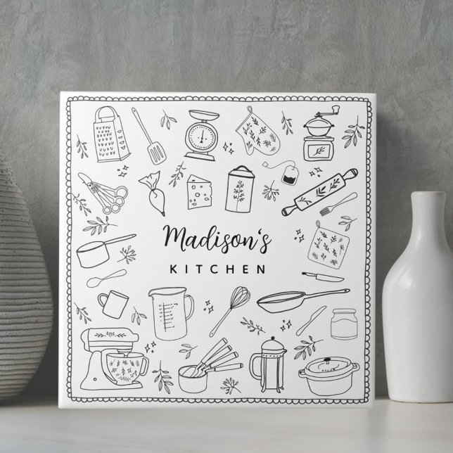Personalized Hand Drawn Kitchen Cooking Utensils  (In situ)