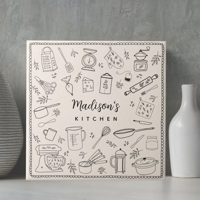 Personalized Hand Drawn Kitchen Cooking Utensils  (In situ)