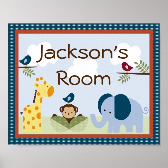 Personalized "Jungle 123 Animals" Poster Art (Frente)