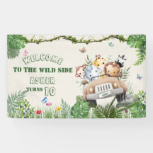 Personalized Kids Safari Birthday Welcome Banner