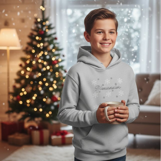 Personalized Kids' Snowflake Hoodie - Elegant  (Criador carregado)
