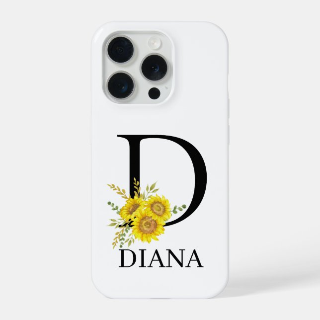 Personalized Letter D Sunflower Phone Case  (Verso)