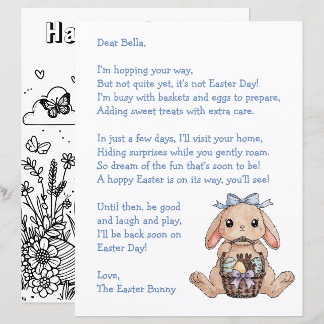 Personalized Letter & from the Easter Bunny (Frente/Verso)