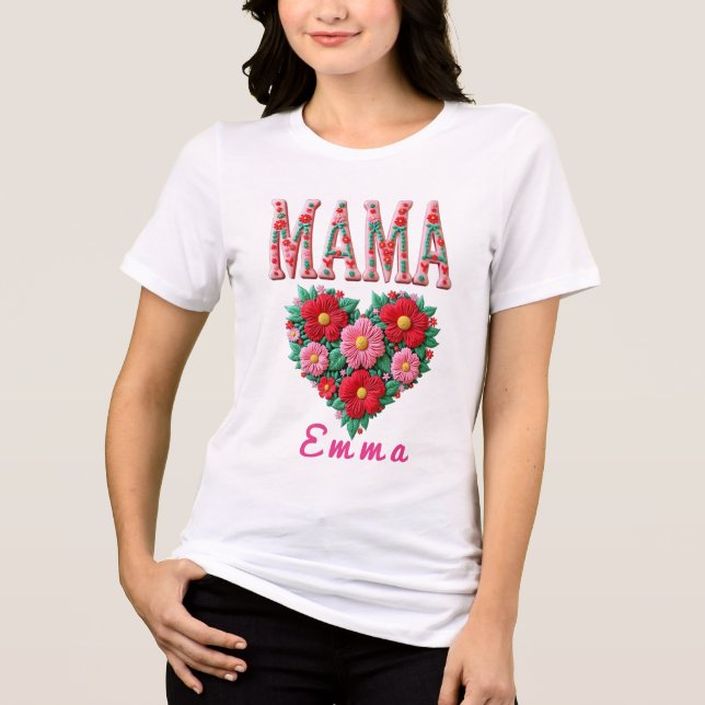 Personalized Mama Heart Floral Custom Gift (Frente)