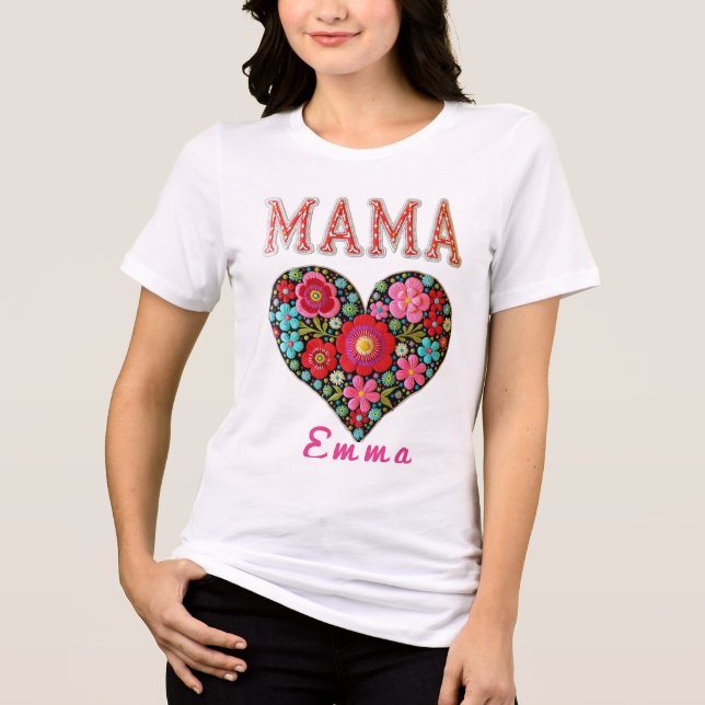Personalized Mama Heart Floral Custom Gift (Frente)