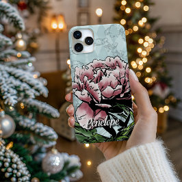 Personalized Mixed Media Peony - Phone Case