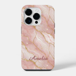 Personalized Modern Rose Quartz Marble Gold