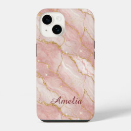 Personalized Modern Rose Quartz Marble Gold