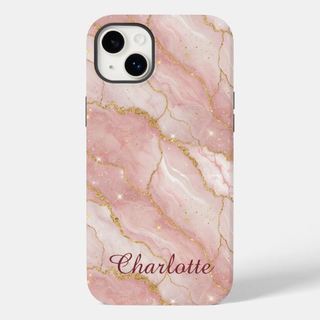 Personalized Modern Rose Quartz Marble Gold (Verso)