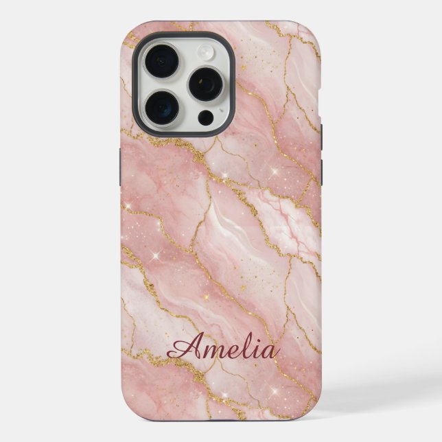 Personalized Modern Rose Quartz Marble Gold (Verso)