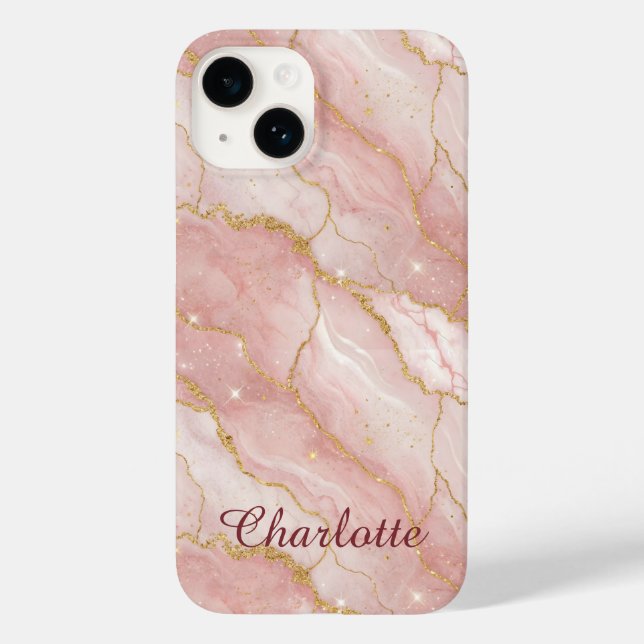 Personalized Modern Rose Quartz Marble Gold (Verso)