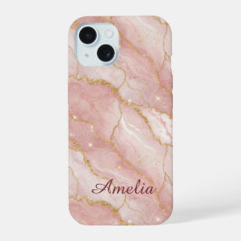 Personalized Modern Rose Quartz Marble Gold