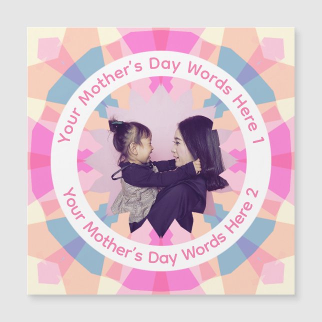 Personalized Mother’s Day Pink Star Mom Photo Card (Frente)