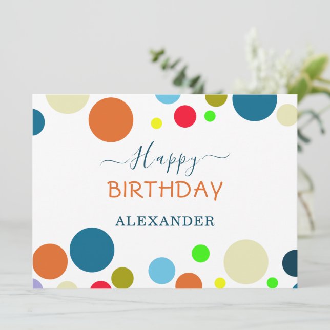 Personalized Multicolor Happy Birthday Card (Em pé/Frente)