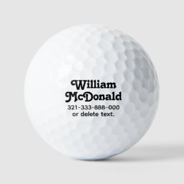 Personalized Name Golf Balls Template FUN RETRO 34