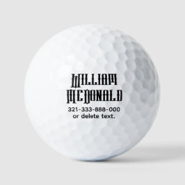 Personalized Name Golf Balls Template GOTHIC 7
