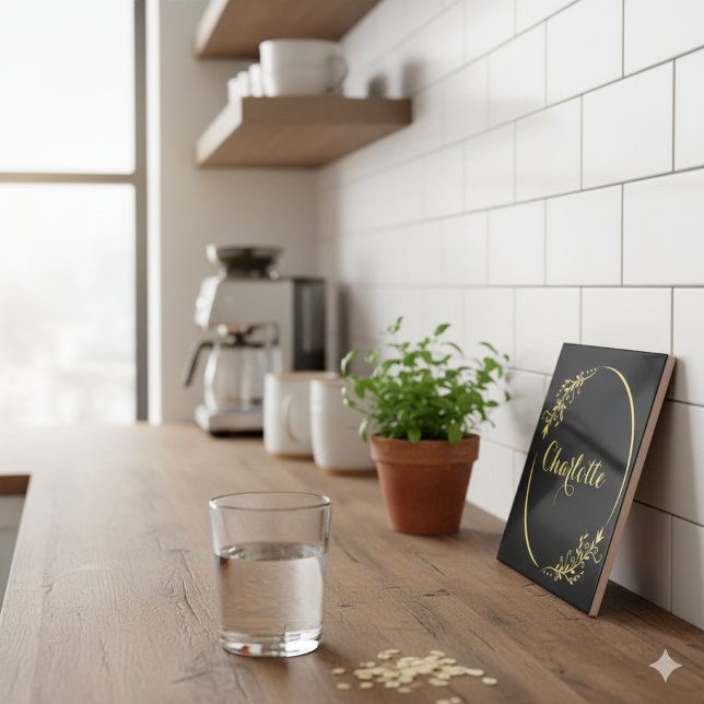 Personalized Name Stylish Frame Decorative (Personalized Name Stylish Frame Decorative Ceramic Tile)