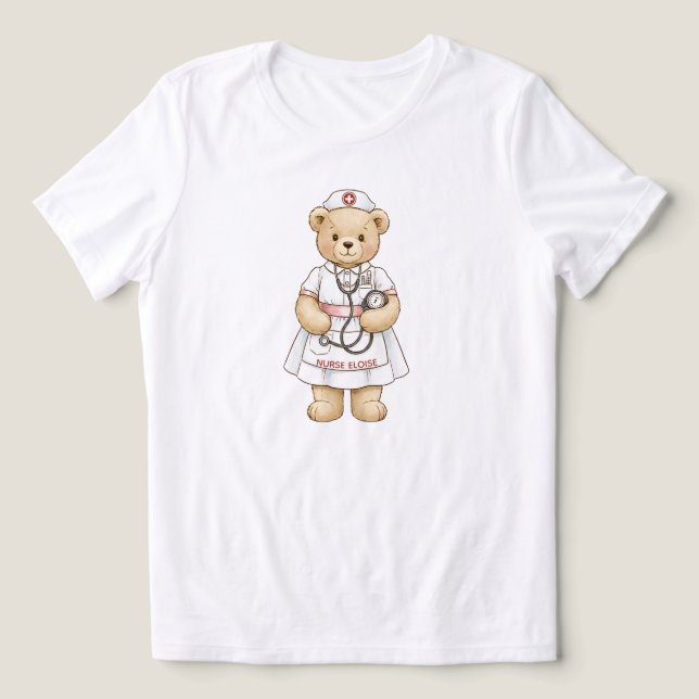 Personalized Nurse Teddy Bear Custom Name Nursing  (Design frontal)