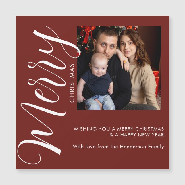Personalized Photo Christmas Magnetic Card (Frente)