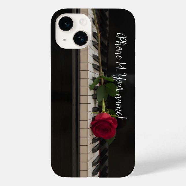 Personalized Piano with a red rose - romantic (Verso)