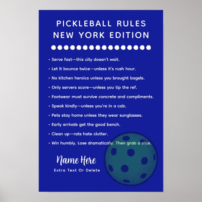 Personalized Pickleball New York Edition Poster (Frente)