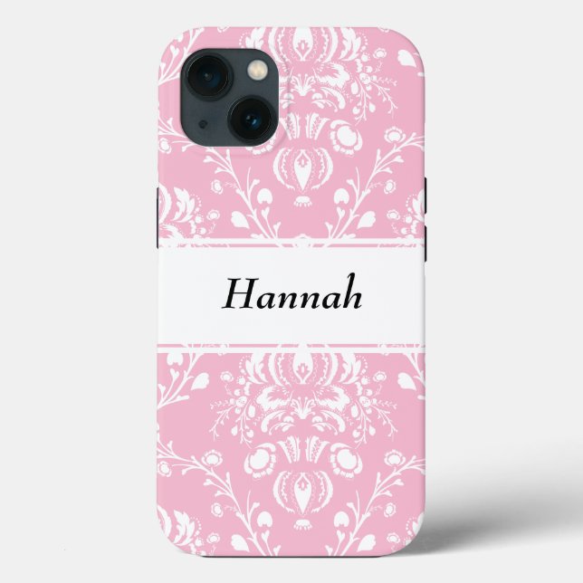 Personalized Pink and White Damask  (Verso)