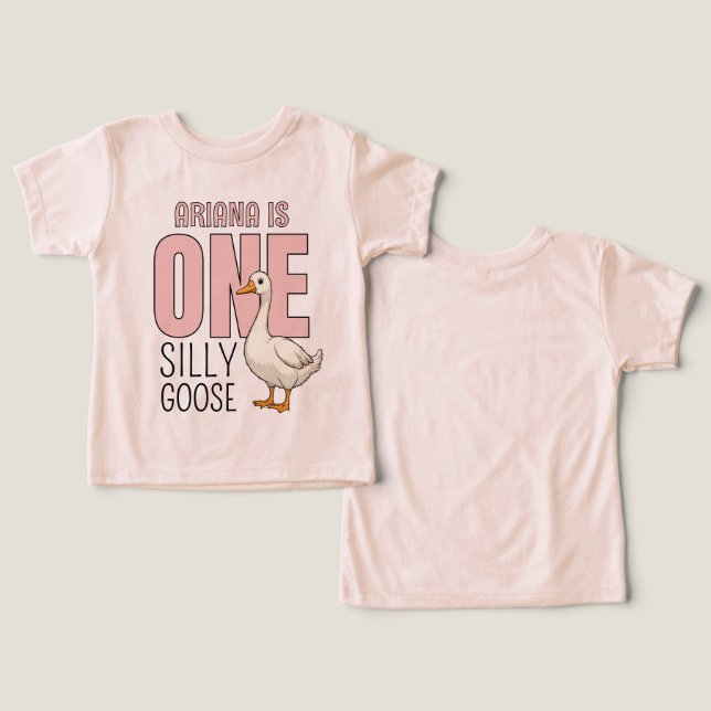 Personalized Pink One Silly Goose First Birthday (Design Frente e Verso)