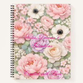 Personalized Pink Roses Spiral Notebook Women's