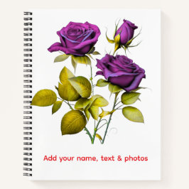 Personalized Purple Rose Notebook | Add Your Name