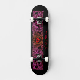 Personalized Red Goth  Heart Skateboard