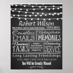 Personalized Retirement Poster Print fairy lights