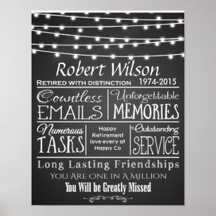 Personalized Retirement Poster Print fairy lights