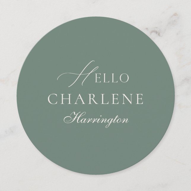 Personalized Sage Green Round Wedding Menu (Frente)