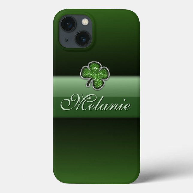 Personalized Shamrock Gem iPhone 13 Case (Verso)