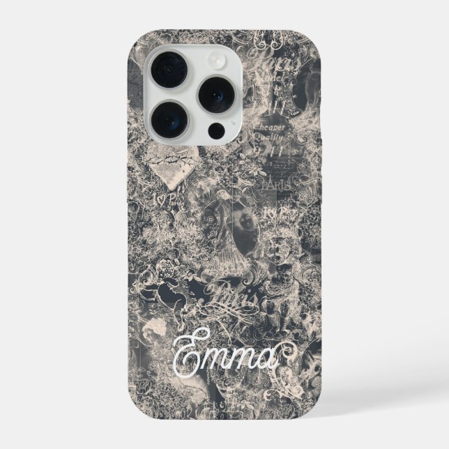 Personalized Stylish Black Paris Toile Design (Verso)