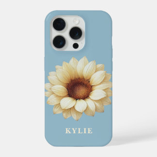 Personalized Sunflower Name Blue Phone Case