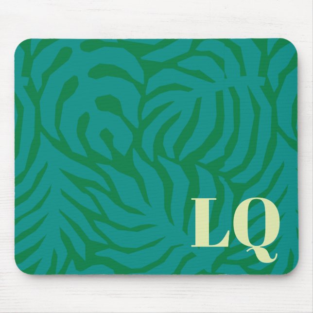 Personalized Teal Palm Leaf Pattern Mouse Pad (Frente)