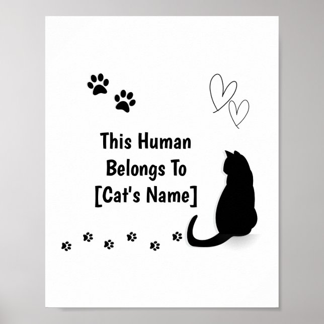 Personalized This Human Belongs To Cat Poster (Frente)