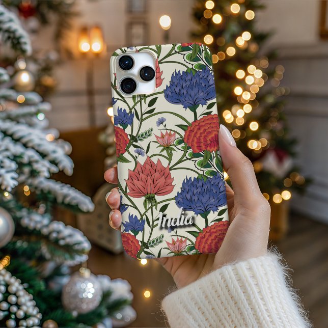Personalized Trailing Indian Floral Phone Case (Personalize Your Tech! Add a custom name to this artistic phone case. It's the perfect unique gift!)