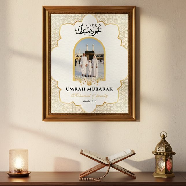 Personalized Umrah Mubarak Photo Poster Custom I (Criador carregado)
