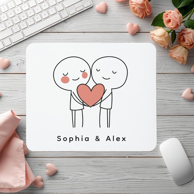 Personalized Valentine’s Couple Matching Mouse Pad (Criador carregado)