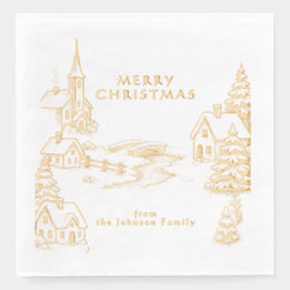 Personalized Village in Winter Christmas Gold