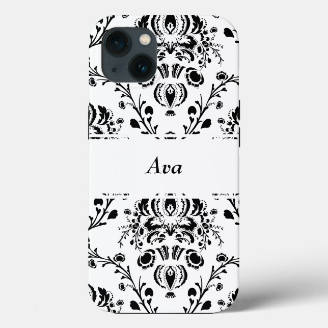 Personalized White and Black Damask (Verso)
